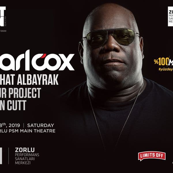 Carl Cox · Zorlu PSM, 2019 — afiş